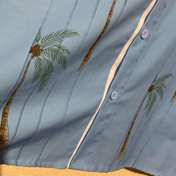 Hawaiian Shirts Mens 2XL Blue Short Sleeve Palm Trees Front Buttons Light Weight - Picture 9 of 11